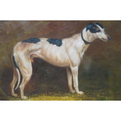 470 - Oak Framed Oil Painting Study of a Greyhound Dog, 30cm x 37cm