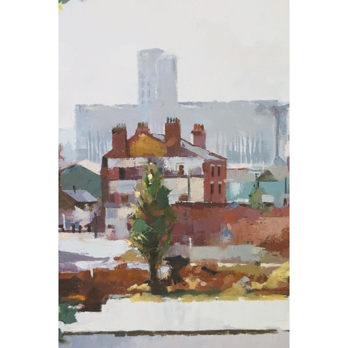 471 - Elizabeth Masterman, Impressionist Oils on Canvas View of Liverpool with figure titled ‘ To the Mers... 