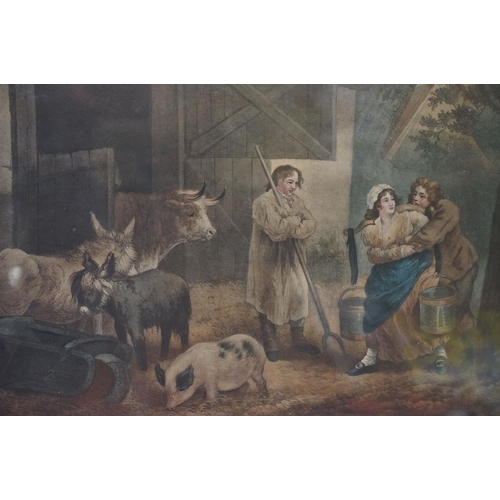 482 - Two 19th Century coloured lithograph prints to include ' the Carriers Stable ' and ' The cowherd and... 