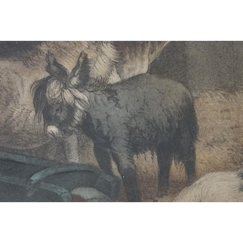 482 - Two 19th Century coloured lithograph prints to include ' the Carriers Stable ' and ' The cowherd and... 