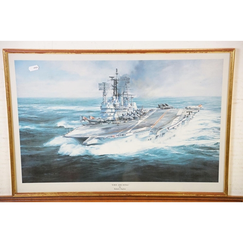 489 - Two Robert Taylor prints to include a HMS Belfast print signed by Captain Sir Frederick Parham, and ... 