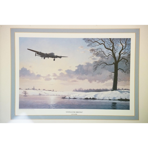 492 - Four aviation related prints to include On Finals for Christmas Lancaster by Keith Woodcock, Corpora... 