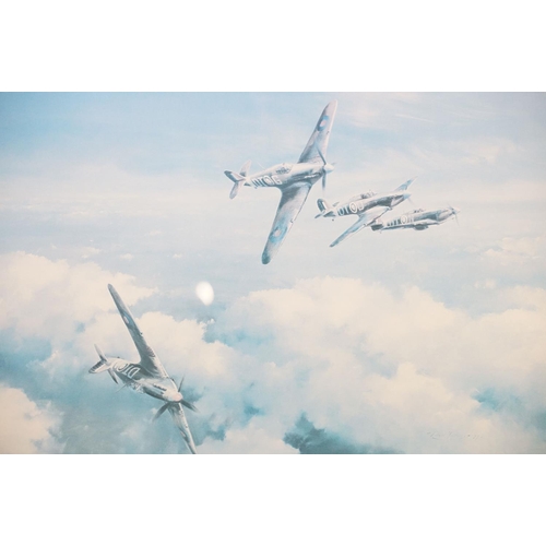 495 - Two Robert Taylor signed aviation prints to include ' Hurricane ' (signed by Bob Stanford Tuck), and... 