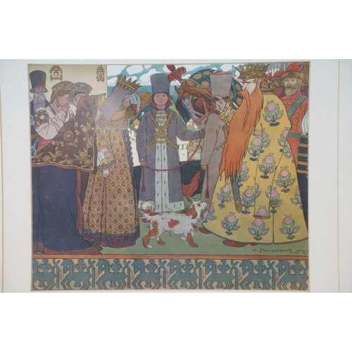 496 - Ivan Bilibin (1876-1942, Russian Illustrator) Framed Coloured Illustration depicting Royal Wedding s... 