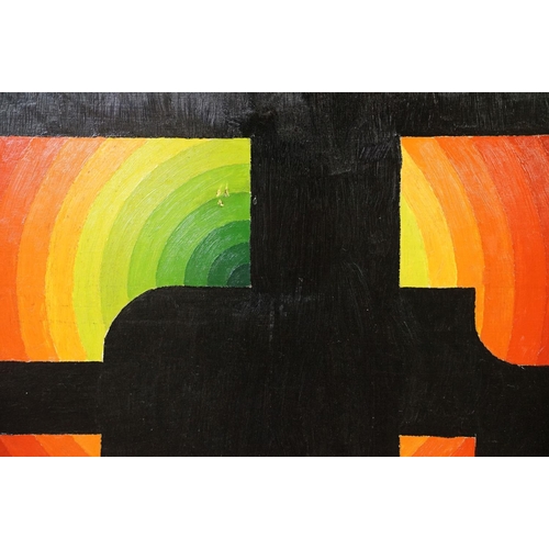 497 - 20th century Oil on Board, modern school Geometric Abstract Design Composition, 59.5cm x 59.5cm