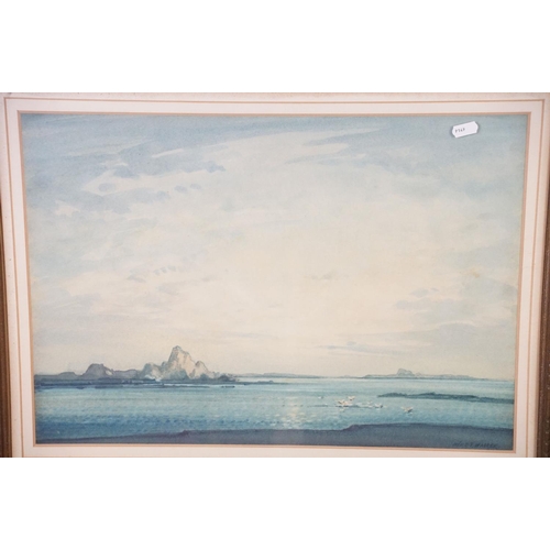 498 - Two framed and glazed early 20th Century watercolour on paper paintings of coastal scenes including ... 