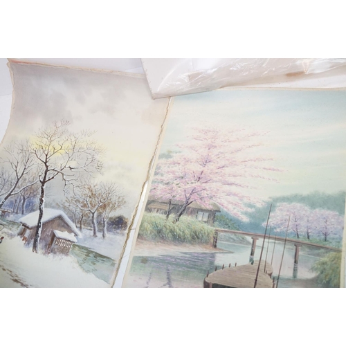 500 - Collection of painting and prints to include a limited edition Japanese screen print entitled 'Matsu... 