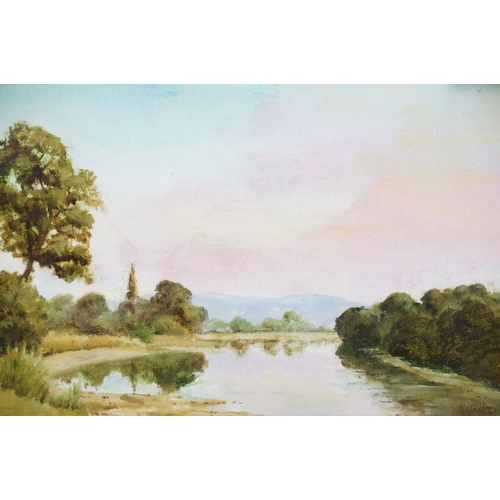 509 - Ray Arthur, Oil on Canvas Early Morning View of the River Izonzo, 20cm x 30cm