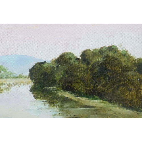 509 - Ray Arthur, Oil on Canvas Early Morning View of the River Izonzo, 20cm x 30cm