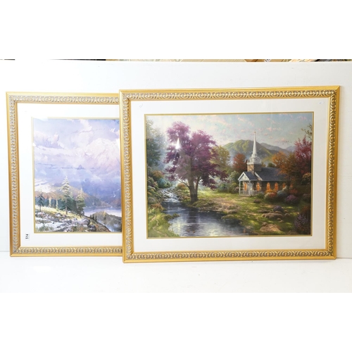 514 - Two Thomas Kinkade limited edition lithograph prints to include 'Twilight Vista' 63/770 and ' Stream... 