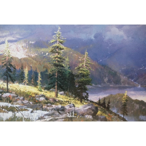 514 - Two Thomas Kinkade limited edition lithograph prints to include 'Twilight Vista' 63/770 and ' Stream... 