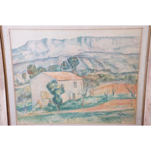 515 - Large Cezanne print in a mid Century frame (a/f), together with a bevelled edge mirror and a Marsden... 