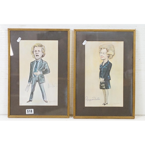 518 - Two Tim Holder prints to include Margaret Thatcher (signed by Margaret Thatcher) and Michael Heselti... 