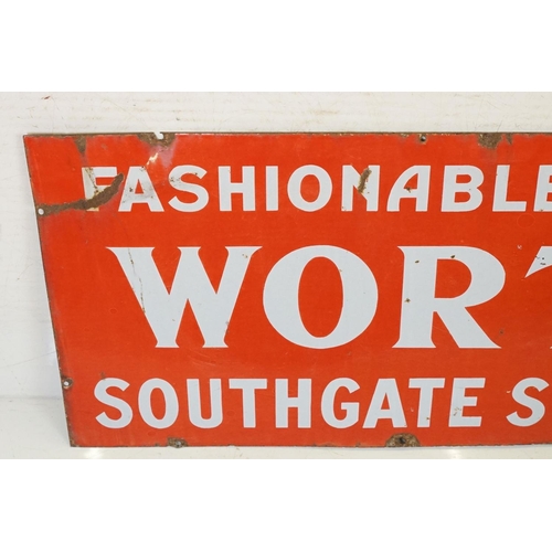 522 - Early 20th Century local interest Worth's Fashionable Millinery Southgate Street, Bath enamel sign h... 