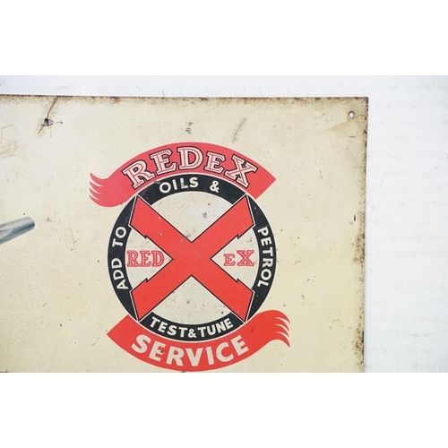 524 - Vintage Redex tin plate refresher advertising sign featuring a oil can with black and red lettering.... 