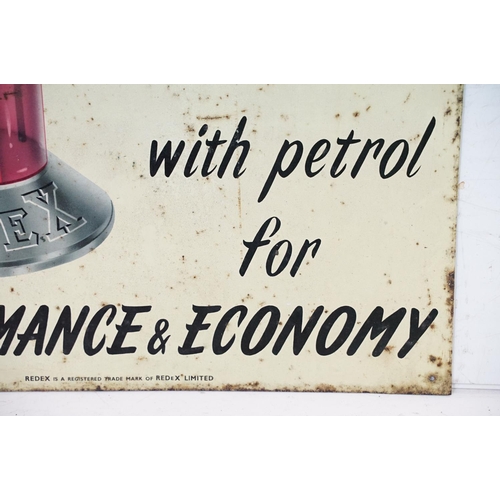 524 - Vintage Redex tin plate refresher advertising sign featuring a oil can with black and red lettering.... 