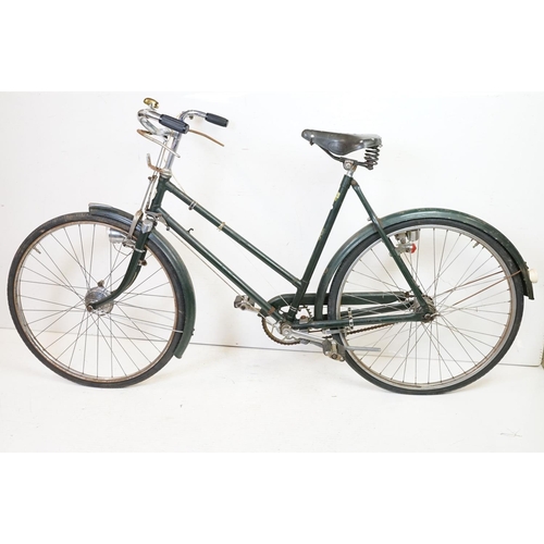 375 - Vintage BSA Waverley bicycle, in dark green, with Dunlop leather saddle, Sturmey Archer brakes, ligh... 