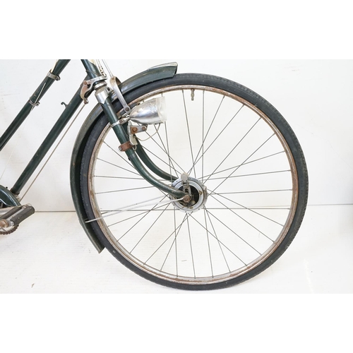 375 - Vintage BSA Waverley bicycle, in dark green, with Dunlop leather saddle, Sturmey Archer brakes, ligh... 