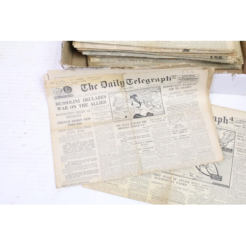 387 - A collection of approx 100 copies of the Daily Telegraph newspapers form World War Two dating from 1... 