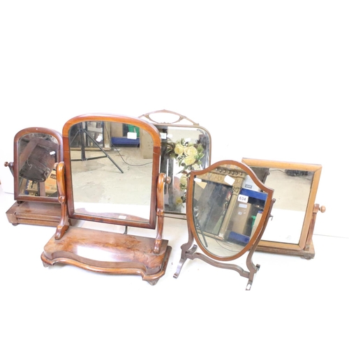 634 - Two Swing Mirrors together with a Mirrored Fire Screen, largest mirror 77cm high x 61cm wide