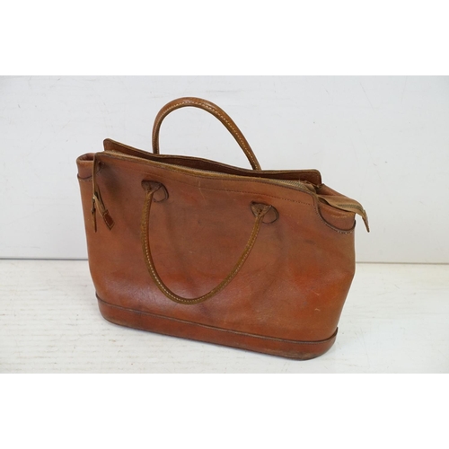 377 - Vintage Luggage - A collection of six leather cases and briefcases (largest approx 66cm W x 35cm H),... 