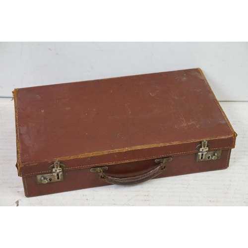 377 - Vintage Luggage - A collection of six leather cases and briefcases (largest approx 66cm W x 35cm H),... 