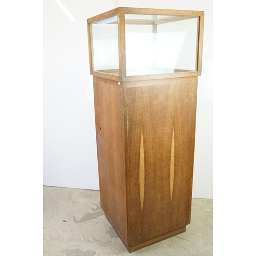 586 - Mid century Square Display Cabinet, the top with glazed panels to all sides and top, raised on a tal... 