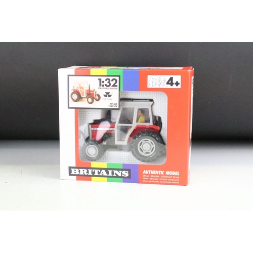 1082 - Five boxed Britains diecast tractor farming models to include 2 x 9520 Massey Ferguson Tractor MF268... 