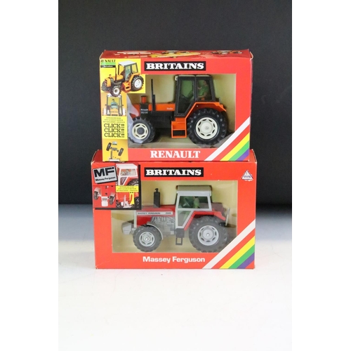 1082 - Five boxed Britains diecast tractor farming models to include 2 x 9520 Massey Ferguson Tractor MF268... 