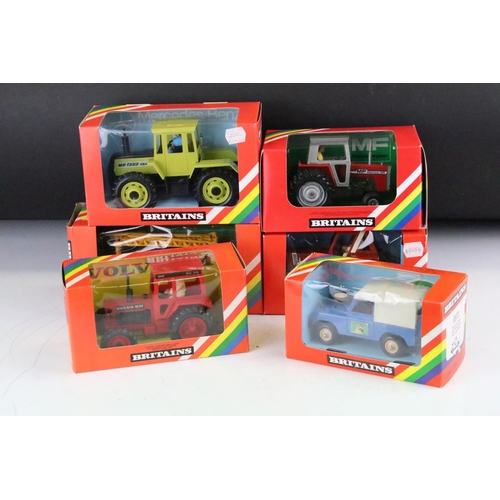 1083 - Six boxed Britains diecast model tractors to include 9567 Chafer Sprayer, 9525 Mercedes Benz Tractor... 