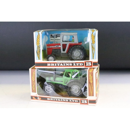 1085 - Six boxed diecast model tractors to include 5 x Britains (9526 Deutz, 9522 Massey Ferguson, 9520 Mas... 