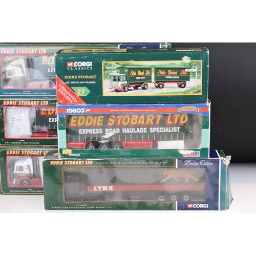 1019 - Ten boxed Corgi Eddie Stobart related diecast haulage models to include 4 x ltd edn models featuring... 