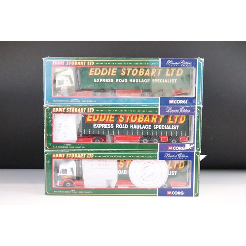 1019 - Ten boxed Corgi Eddie Stobart related diecast haulage models to include 4 x ltd edn models featuring... 