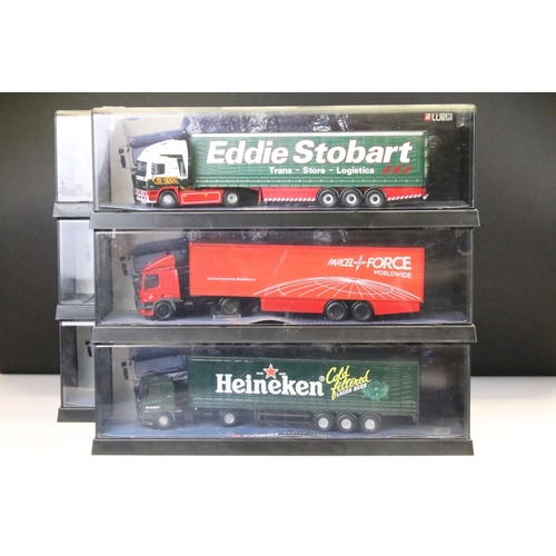 1029 - Seven cased Corgi Modern Trucks haulage diecast models to include 75403 Eddie Stobart Ltd, 75404 Hei... 