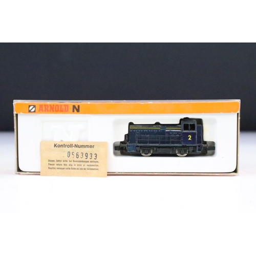 34 - Three boxed/cased N gauge locomotives to include 2 x Hornby Minitrix (205 & 206) and Arnold 2056
