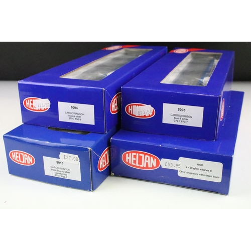 35 - Four boxed Heljan OO gauge items of rolling stock to include 5010 Cargowagen basic blue & silver wea... 