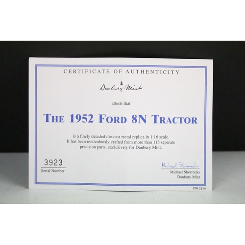 1010 - Boxed Danbury Mint 1952 Ford 8N tractor diecast model in original polystyrene packaging and outer bo... 