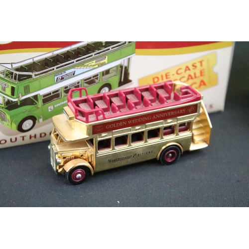 1032 - 19 Boxed diecast models buses / coaches to include 13 x Atlas Editions Great British Buses, Corgi 47... 