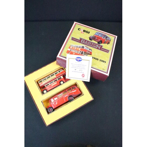 1032 - 19 Boxed diecast models buses / coaches to include 13 x Atlas Editions Great British Buses, Corgi 47... 