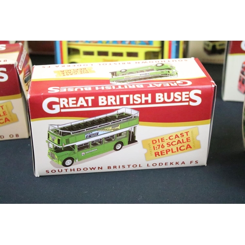 1032 - 19 Boxed diecast models buses / coaches to include 13 x Atlas Editions Great British Buses, Corgi 47... 