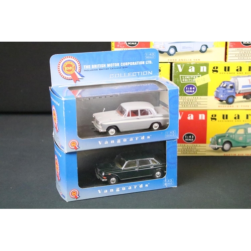 1033 - 12 Boxed / cased Vanguards diecast models, 1:64 to 1:43 scale, to include VA 04400, VA 08502, VA1400... 