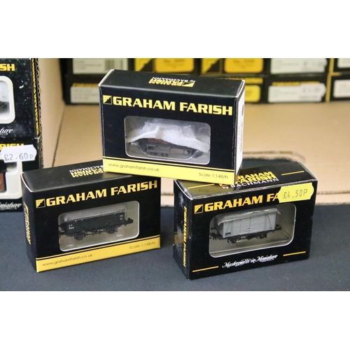 70 - 62 Boxed Graham Farish N gauge items of rolling stock to include 2305 Single Vent Van BR, 2205 Miner... 