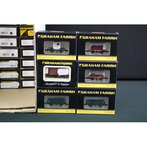 70 - 62 Boxed Graham Farish N gauge items of rolling stock to include 2305 Single Vent Van BR, 2205 Miner... 