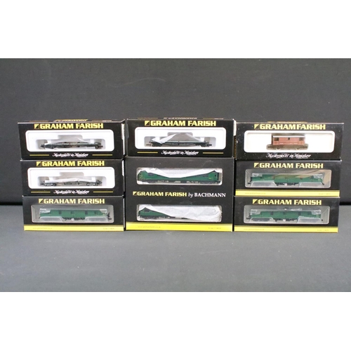 72 - 18 Boxed Graham Farish items of rolling stock to include 374991 Bullied 3 Coach Set BR SR green set,... 