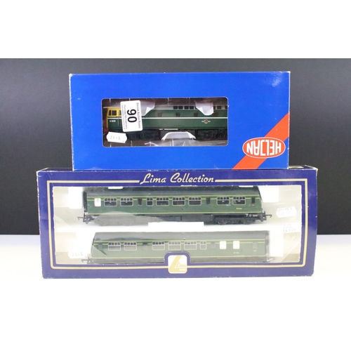 90 - Boxed Heljan OO gauge 3418 BR gren Class 33/0 D6518 locomotive (full yellow ends) and a boxed Lima O... 