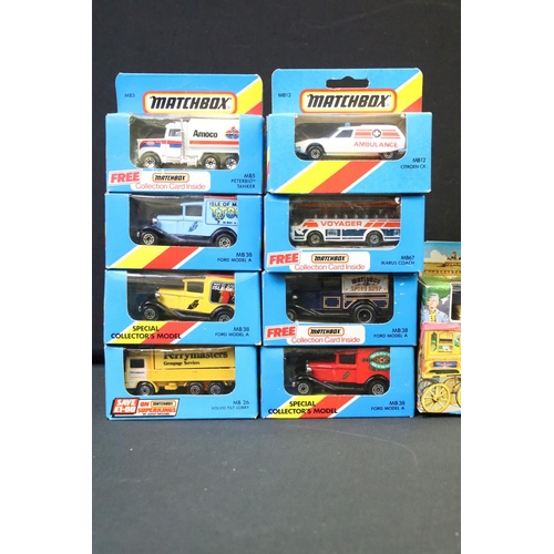 1205 - 21 Boxed Matchbox diecast models circa early 1980s to include 12 x yellow/red stripe boxes, SuperKin... 