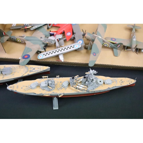 1210 - Collection of 11 kit built plastic model military ships, mostly battleships, also featuring a German... 