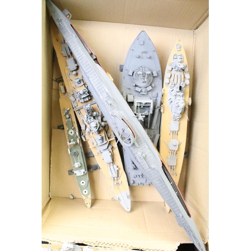 1210 - Collection of 11 kit built plastic model military ships, mostly battleships, also featuring a German... 