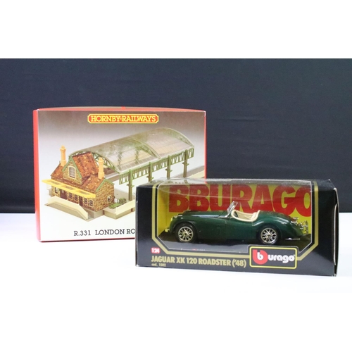 152 - Boxed Hornby OO gauge R331 London Road Station plus a boxed Burago 1/24 Jaguar XK 120 Roadster (48')... 