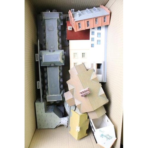 155 - Quantity of OO gauge trackside buildings featuring Hornby Skaledale and plastic examples (two boxes)